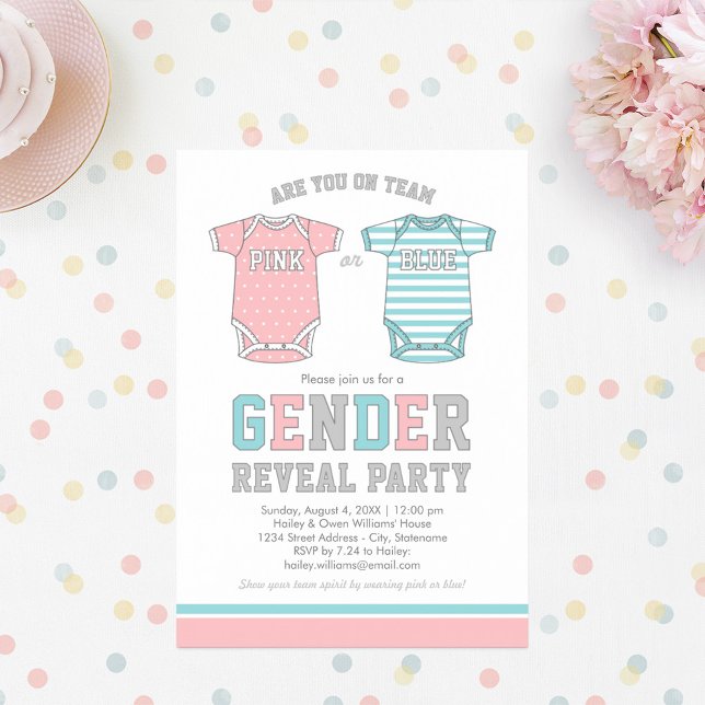 Team Pink or Blue Baby Gender Reveal Party Invitation (Creator Uploaded)