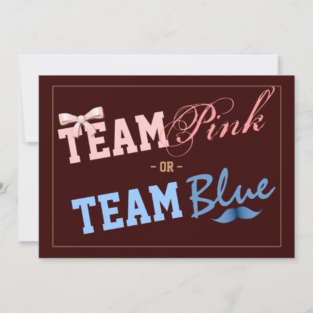 Team Pink or Team Blue Baby Gender Reveal Party Invitation (Front)