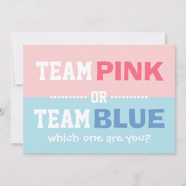 Team Pink or Team Blue Baby Gender Reveal Party Invitation (Front)