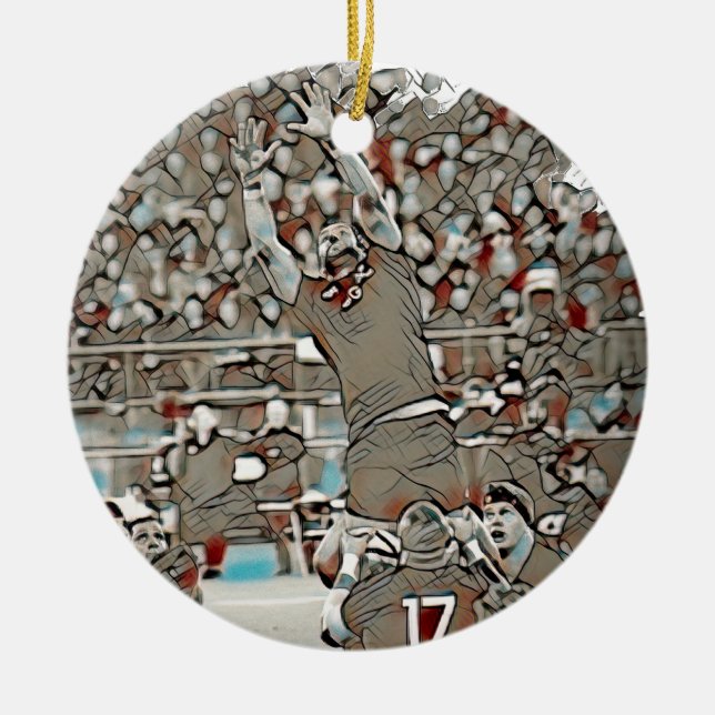 Team players - Rugby Ceramic Tree Decoration (Front)