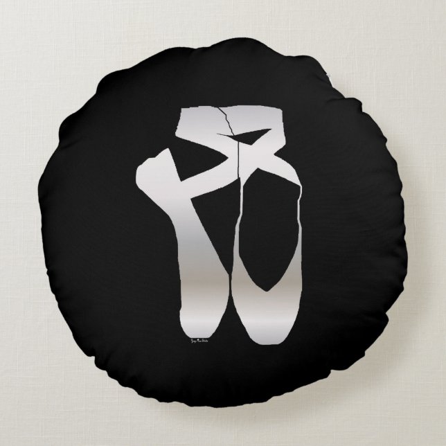 Team Pointe Ballet Silhouette Round Cushion (Back)