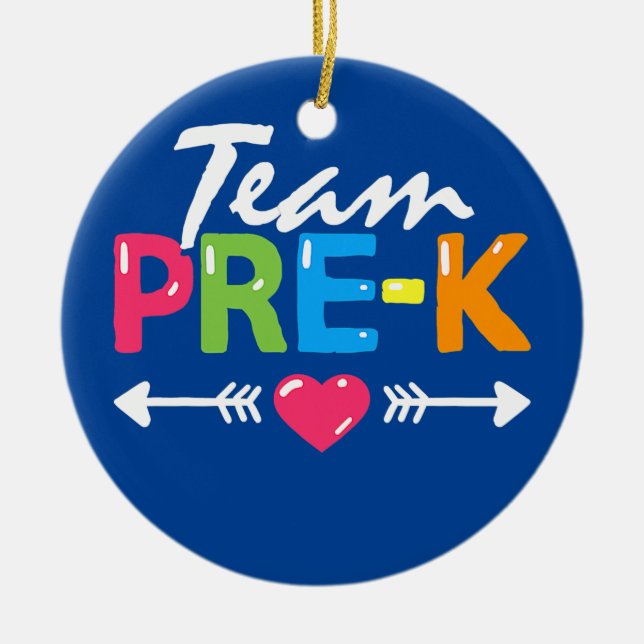 Team Pre K PreSchool Teacher Student Back To Ceramic Tree Decoration (Front)