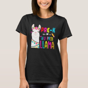 Team Pre K Teacher Rainbow No Prob Llama 100th Day T-Shirt
