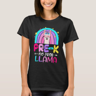 Team Pre k Teacher Rainbow No Prob Llama 100th Day T-Shirt