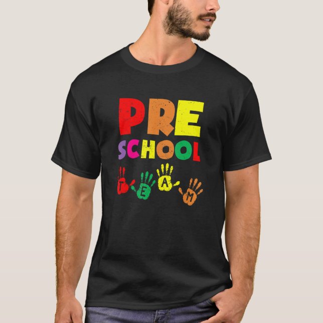 Team Preschool Handprints Back To School T-Shirt (Front)