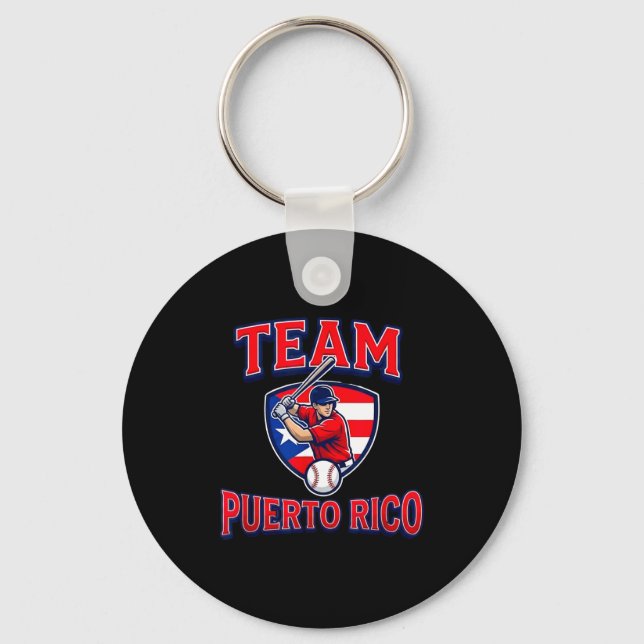 Team Puerto Rico Baseball Flag Patriotic  Key Ring (Front)