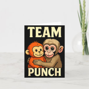 Team punch baby monkey and plush toy meme card