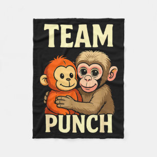 Team punch baby monkey and plush toy meme  fleece blanket