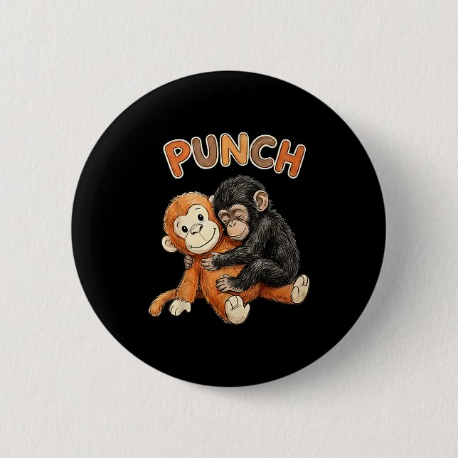 Team punch - baby monkey punch  6 cm round badge (Front)