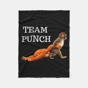 Team punch baby monkey punch trend meme graphic fleece blanket
