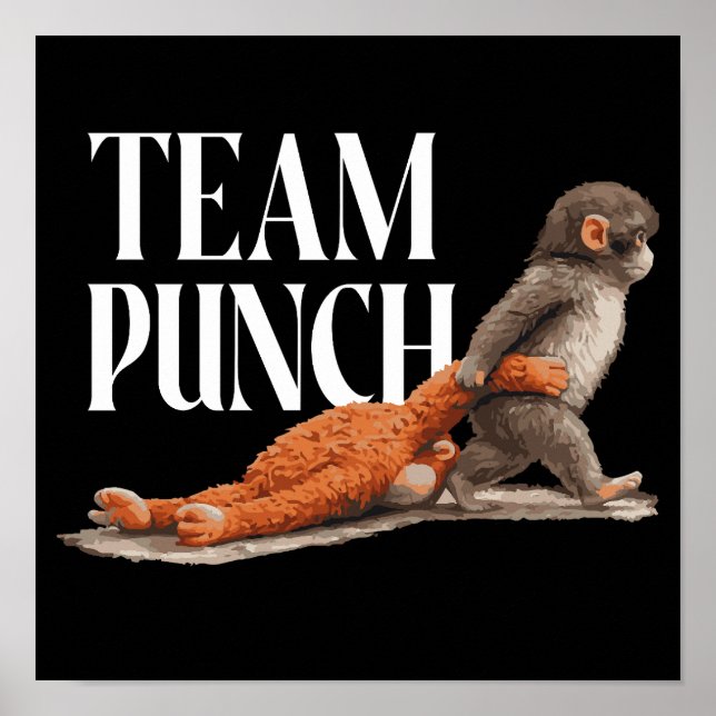 Team Punch Cute Japanese Monkey Poster (Front)