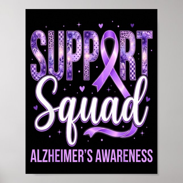 Team purple ribbon squad support squad alzheimer’s poster (Front)