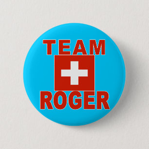 Team Roger with Swiss Flag 6 Cm Round Badge