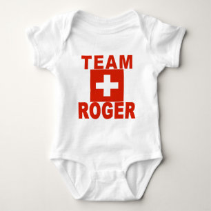 Team Roger with Swiss Flag Baby Bodysuit