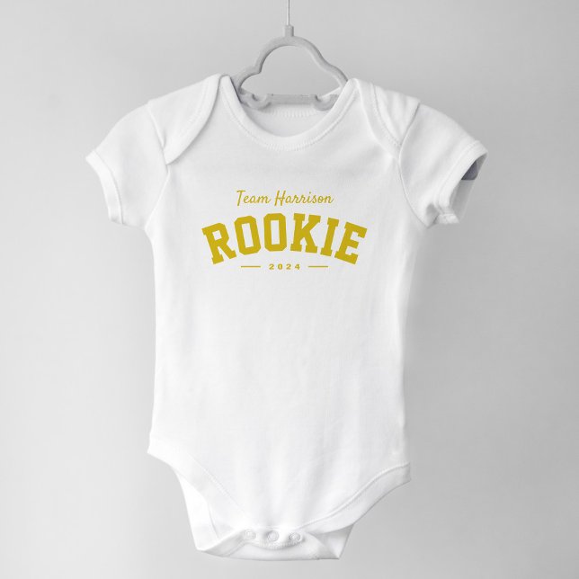 Team rookie family name gender neutral  baby bodysuit (Creator Uploaded)