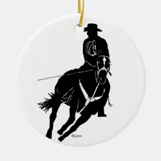 team ropers ceramic tree decoration