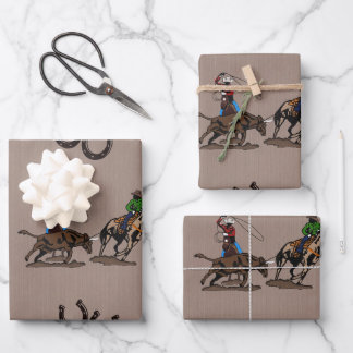 Team Roping 19" x 29" Wrapping Paper Sheets, Matte