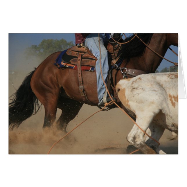 Team Roping Cowboy Roping A Steer Western Card (Front Horizontal)