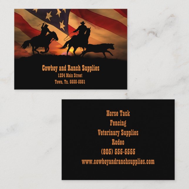 Team Roping Cowboy Services or Ranch Supplies Business Card (Front/Back)