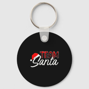 Team Santa Christmas Buffalo Plaid Red Santa Hat P Key Ring