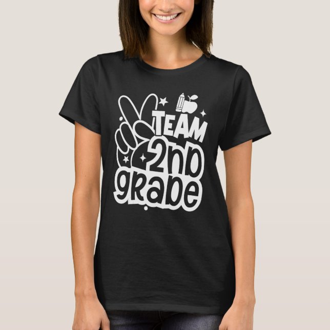 Team Second 2nd Grade  Back To School Teacher Stud T-Shirt (Front)