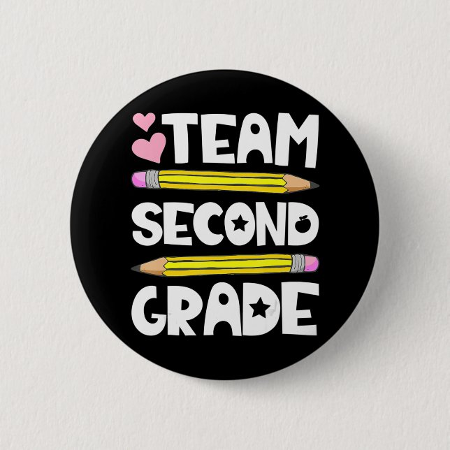 Team Second Grade Fun 2nd Back To School Teacher S 6 Cm Round Badge (Front)