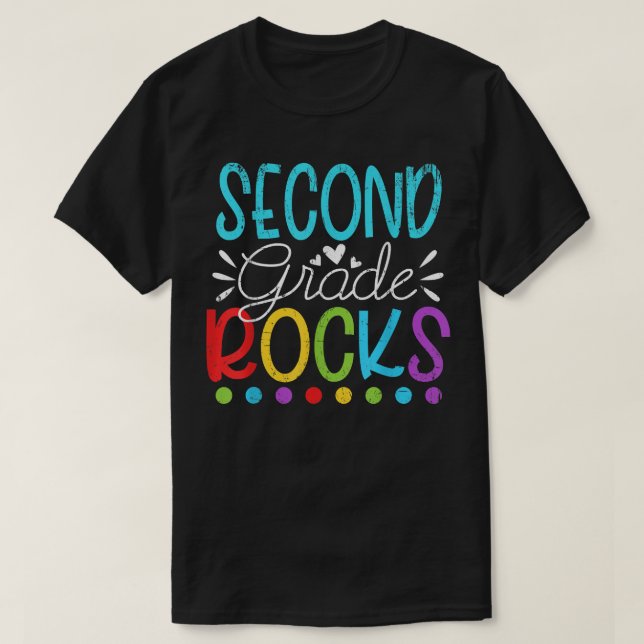 Team Second Grade Hello 2nd Grade Rocks Back To Sc T-Shirt (Design Front)