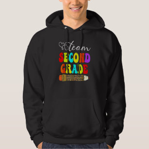Team Second Grade Leopard Pencil Back To School Te Hoodie