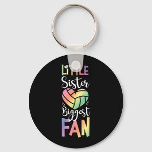 Team Sister Little Sister Biggest Fan Volleyball Key Ring
