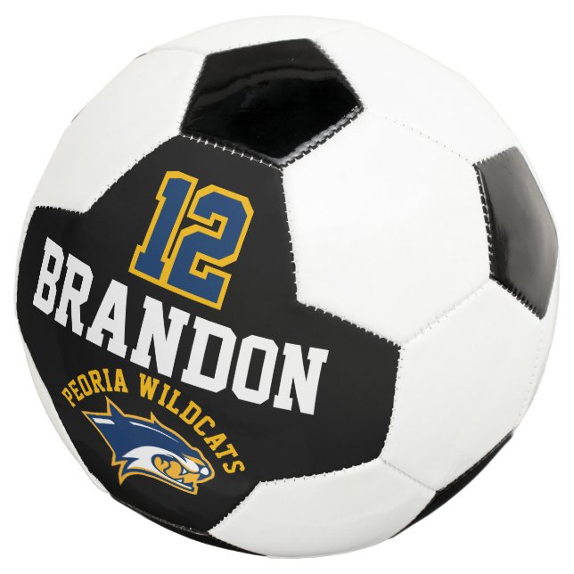 Team Soccer  Logo - Gold, Blue and White Soccer Ball (Three Quarter)
