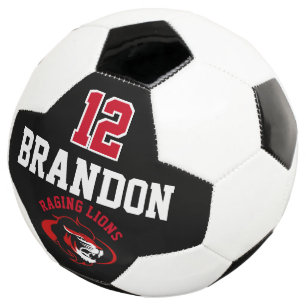 Team Soccer Logo - Red, Black and White Ball