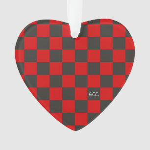 Team Spirit Chequerboard INITIALS School Heart Fun Ornament