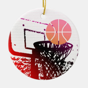 Team Sports Ball Basketball Net Coach Game Ceramic Tree Decoration