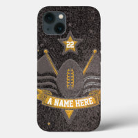Team Sports Black & Gold Glitter College Football 