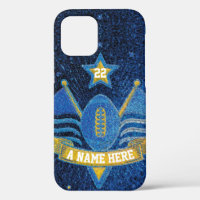 Team Sports Blue & Gold Glitter College Football