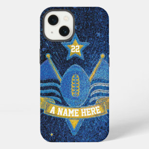 Team Sports Blue & Gold Glitter College Football iPhone 13 Case