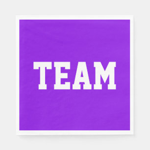 TEAM Sporty White Athletic Text On Bright Purple Napkin