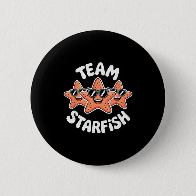 Team Starfish Cool Sungles Ocean Cartoon Crew Funn 6 Cm Round Badge (Front)