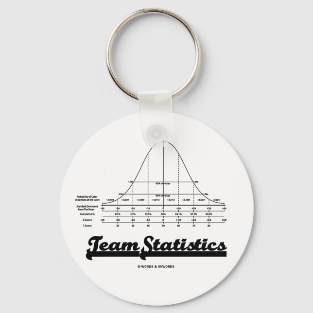 Team Statistics (Normal Distribution Curve Stats) Key Ring (Front)