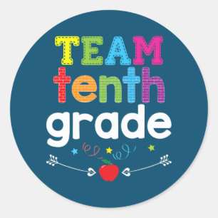 Team Tenth Grade 10th Grader Teacher Back To Classic Round Sticker