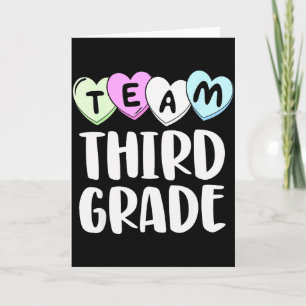 Team Third Grade Shirt 3rd Love Hearts Teacher Val Card