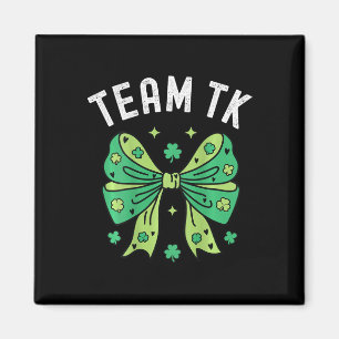 Team Tk Teacher St Patricks Day Shamrock Bow Heart Magnet