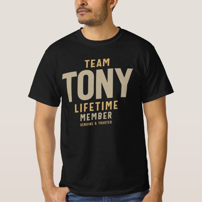 Team Tony Lifetime Member Personalised Name T-Shirt (Front)