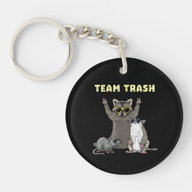Team Trash Opossum Racoon Rat, Funny Animals Garb Key Ring (Front)