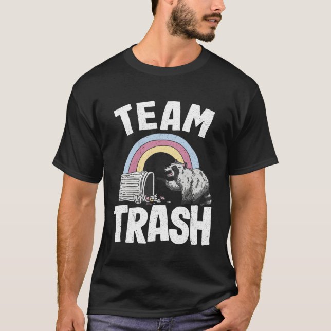 Team Trash Rainbow Raccoon 2 T-Shirt (Front)