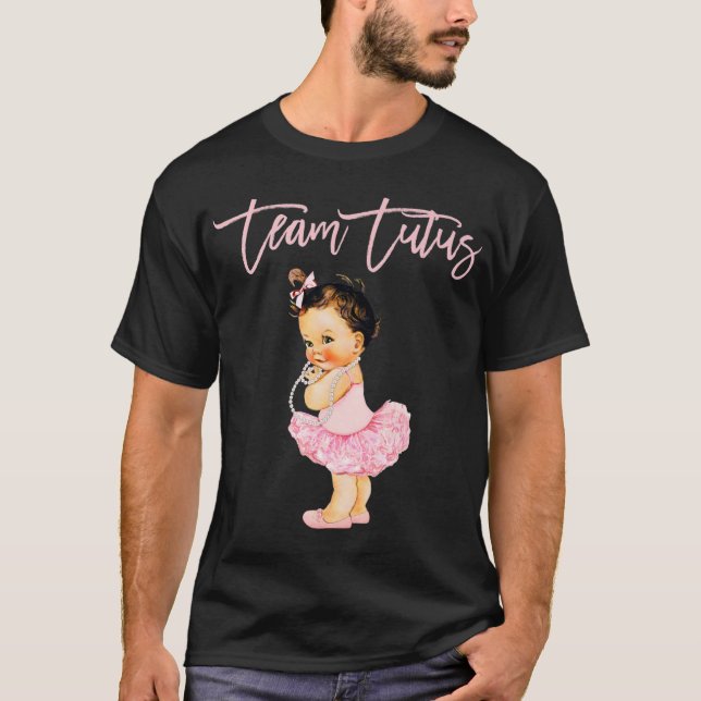 Team Tutu Girl Gender Reveal Baby Shower Touchdown T-Shirt (Front)