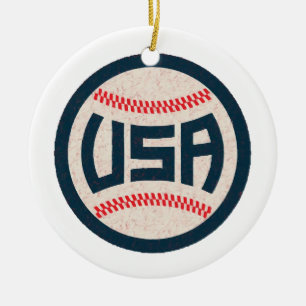 Team USA Baseball Ceramic Tree Decoration