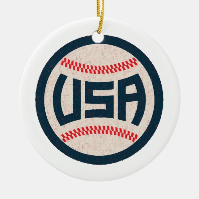 Team USA Baseball Ceramic Tree Decoration (Front)