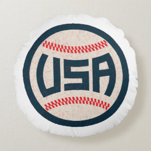 Team USA Baseball Round Cushion