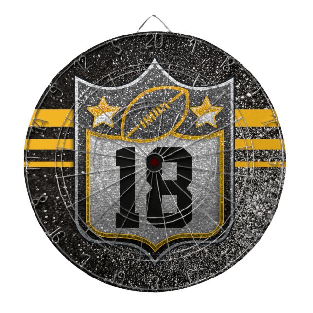 Team USA Sports Black and Gold Pittsburgh Football Dartboard (Front)